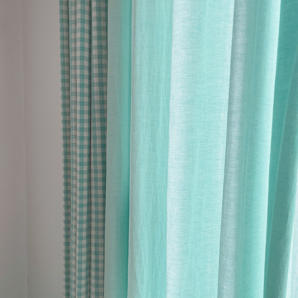 바이아미 무지 아이방 커튼 아쿠아민트