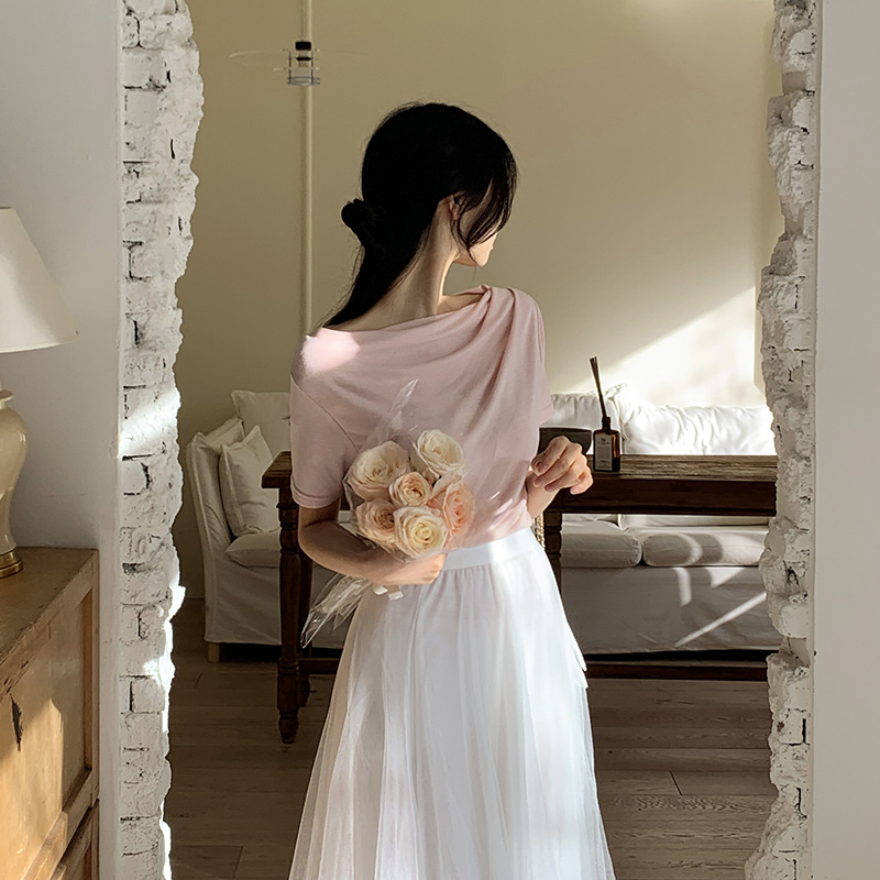 언발 셔링 쫀쫀 반팔 티셔츠 ts3724 이미지 4
