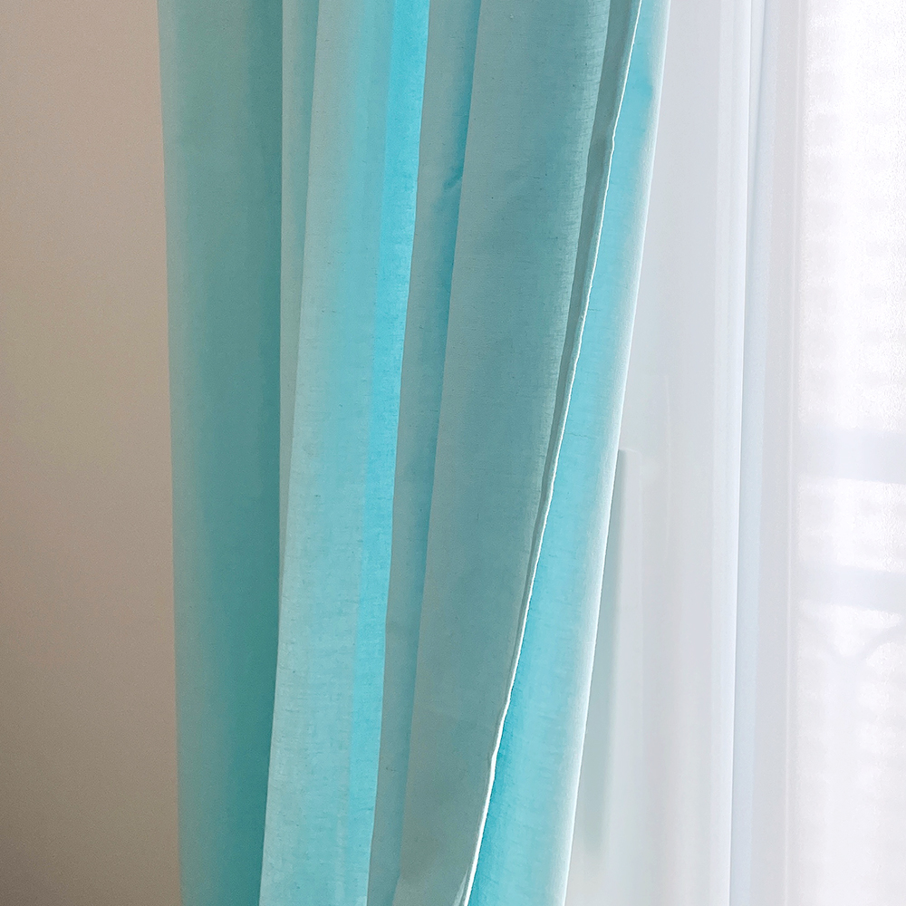 린넨 아이방커튼 민트 핀스타일 제작커튼