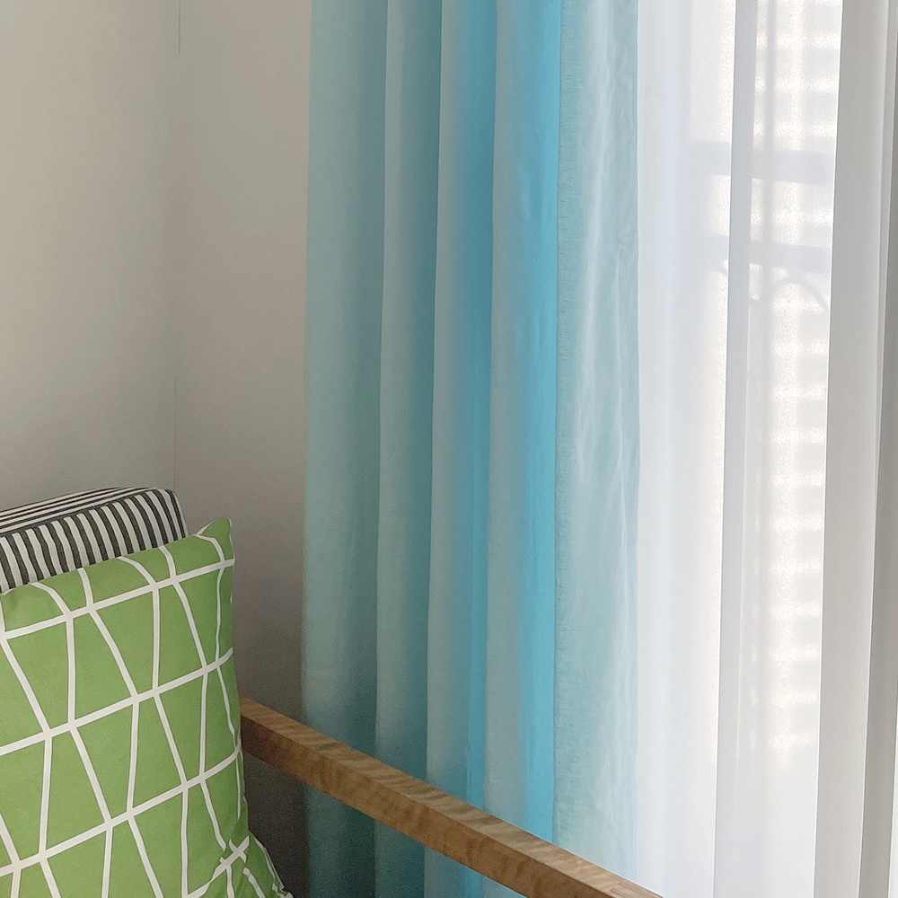 린넨 아이방커튼 민트 핀스타일 제작커튼