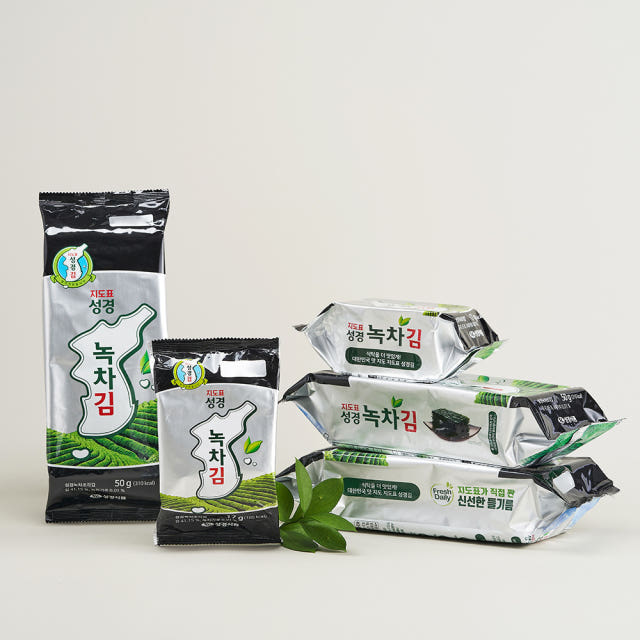 성경김 녹차 재래 식탁김 조미 도시락 맛있는 김 50g, 20개
