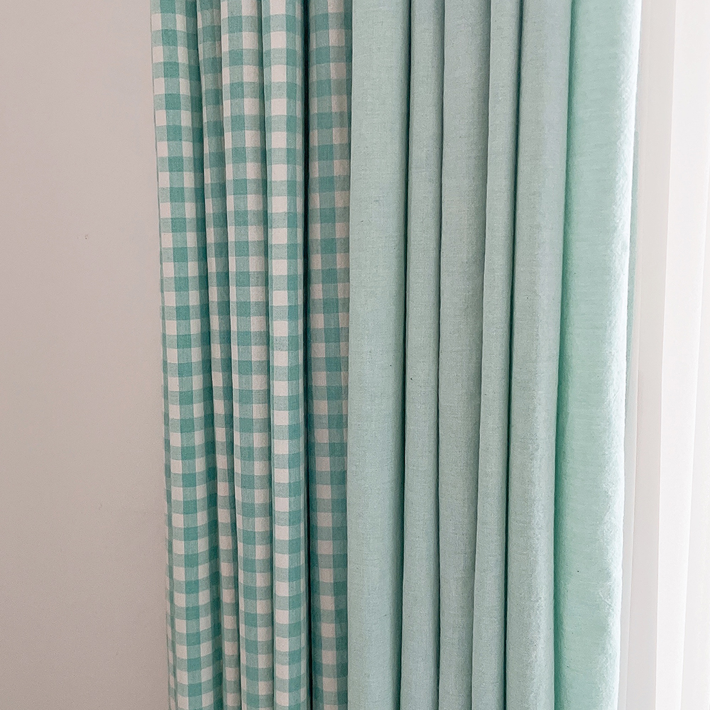 멜란 무지 아이방 키즈 커튼 아쿠아민트