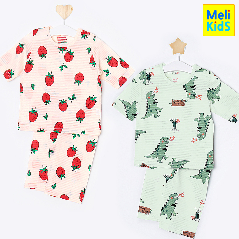 국산 무형광 유아동 7부내의 봄 여름 자가드 실내복