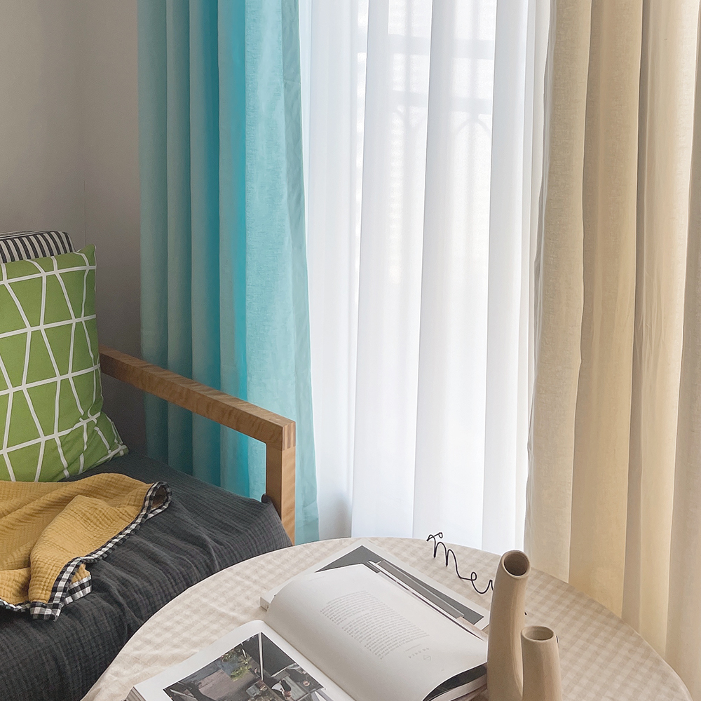 린넨 아이방커튼 민트 핀스타일 제작커튼