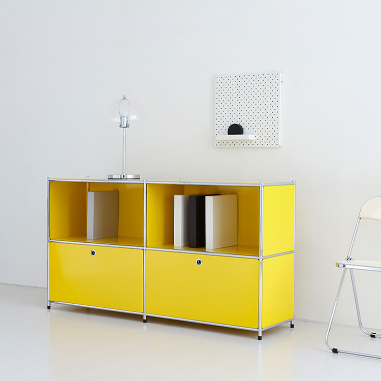 심플리 2x2 수납장 2문 BC017 1520mmx400mmx820mm, 2단, 옐로우 8666.0669 - 상세 이미지 3