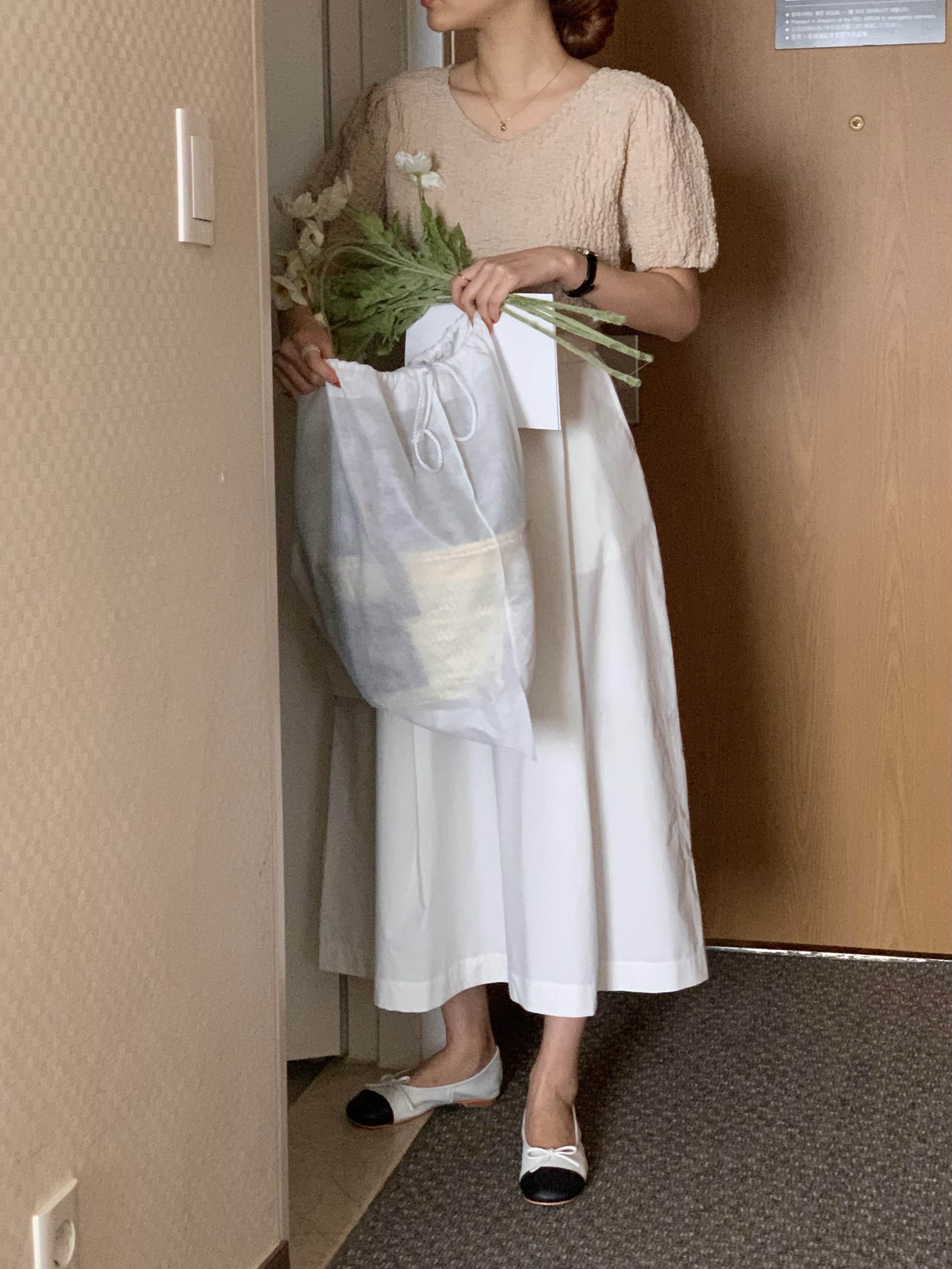 덴덴 코튼 무지 플리츠 주름 핀턱 A라인 플레어 훌라인 롱 스커트 이미지 2