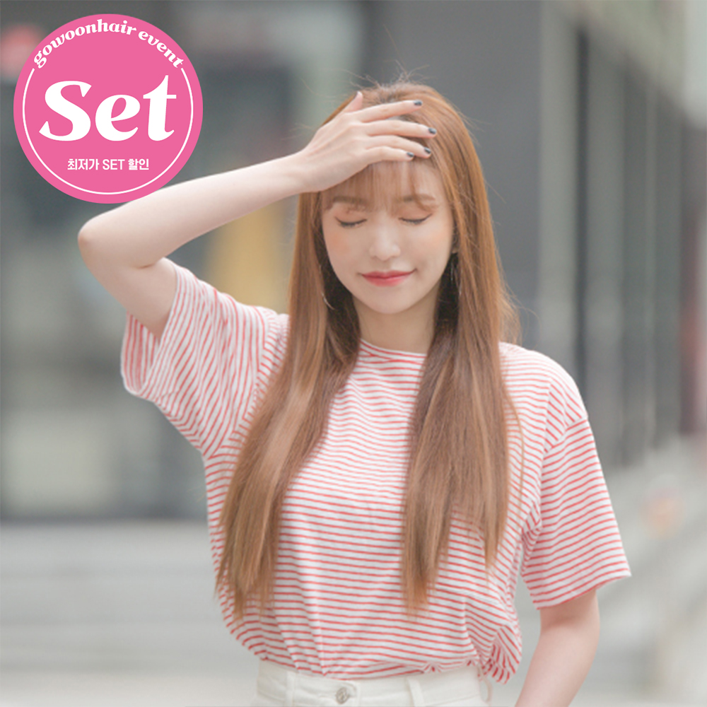 스트레이트 스타일피스 SET(4피스) 50cm 클립피스 고운머리 똑딱이 붙임머리 - 상품 이미지