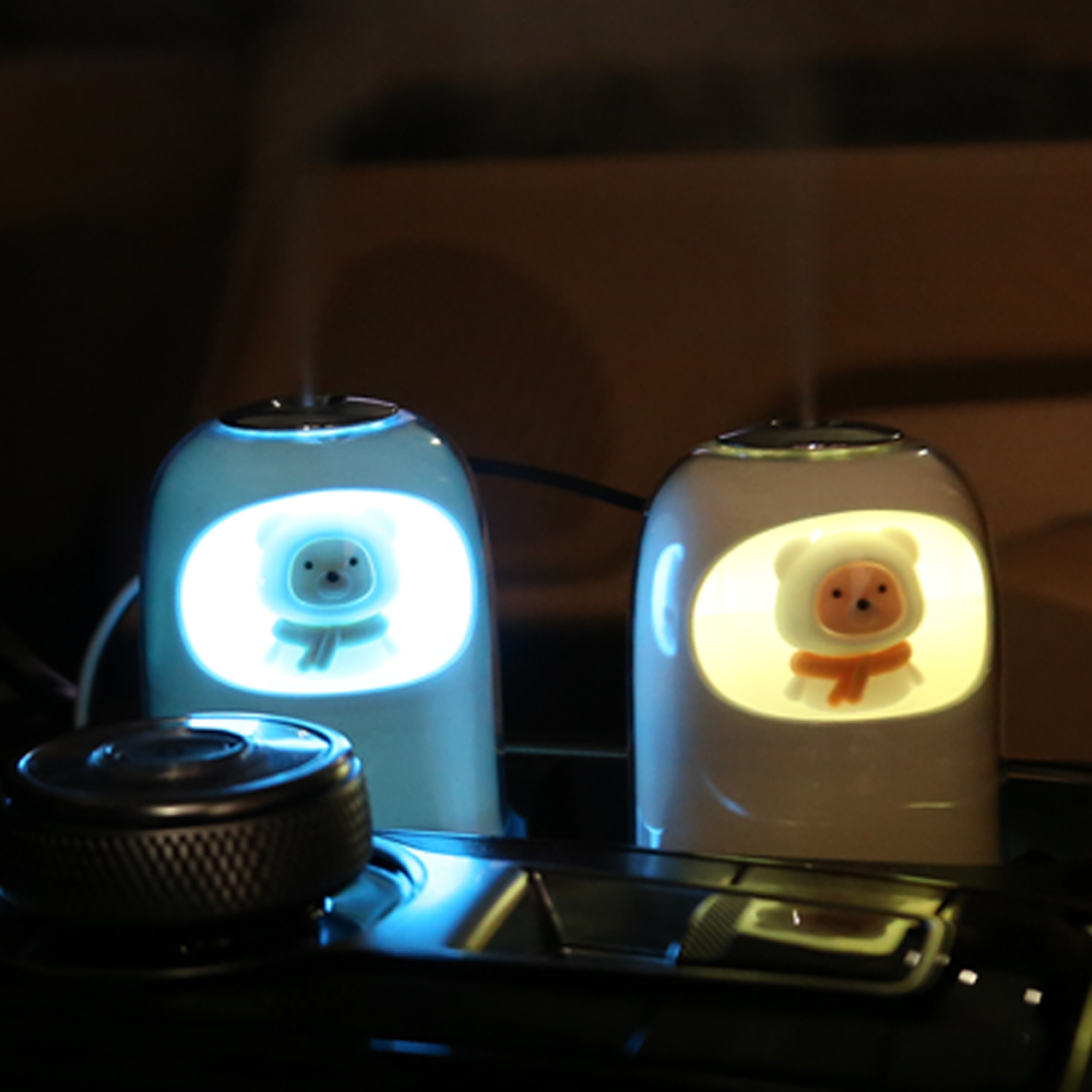베러댄 곰돌이 미니가습기 (필터2개) USB 탁상용 차량용겸용 7컬러 무드등