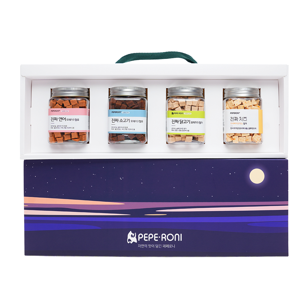 Gift box 페페로니 진짜 시리즈 4개 SET 연어+소고기+닭고기+치즈 - 상세 이미지 2