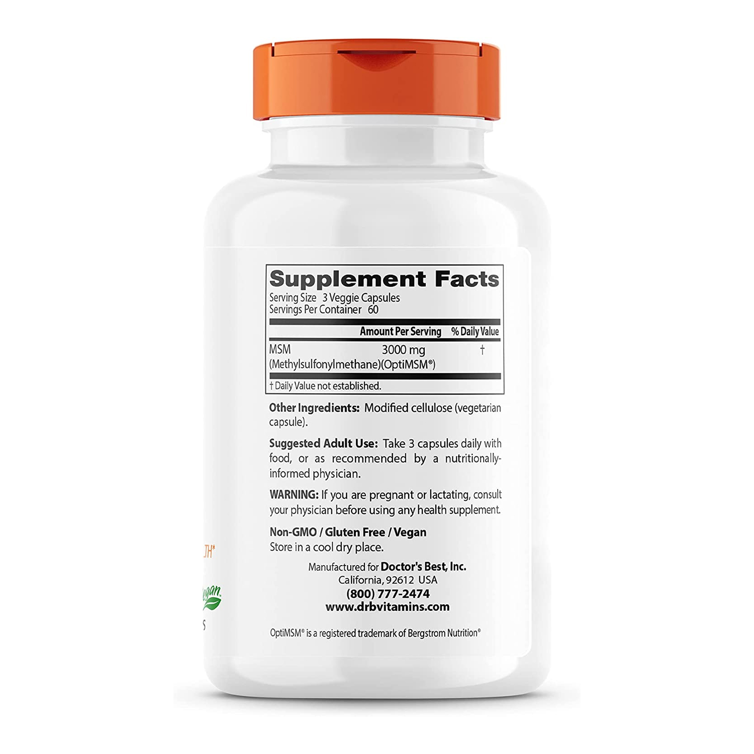 닥터스베스트 MSM 1000mg 옵티MSM 180식물성캡슐 - 상세 이미지 2