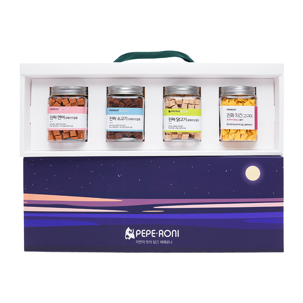 Gift box 페페로니 진짜 시리즈 4개 SET 연어+소고기+닭고기+치즈고구마 - 상세 이미지 2