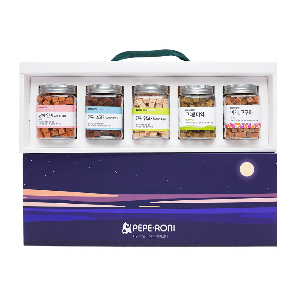 Gift box 페페로니 진짜 시리즈 5개 SET 연어+소고기+닭고기+그래 미역+이게 고구마 - 상세 이미지 2