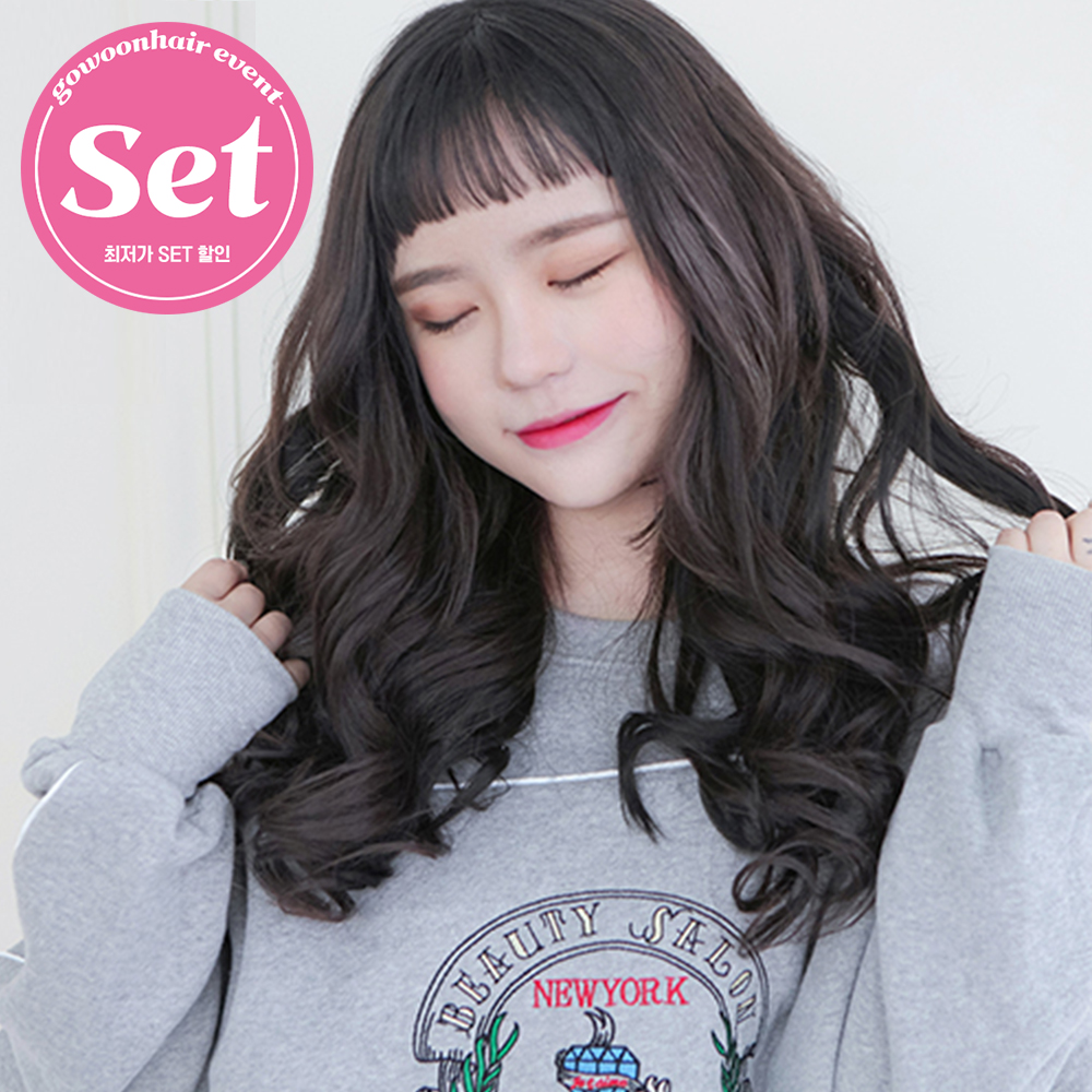 미디움 러블리펌 세트(4피스) 40cm 스타일피스 똑딱이 붙임머리 클립피스 - 상품 이미지
