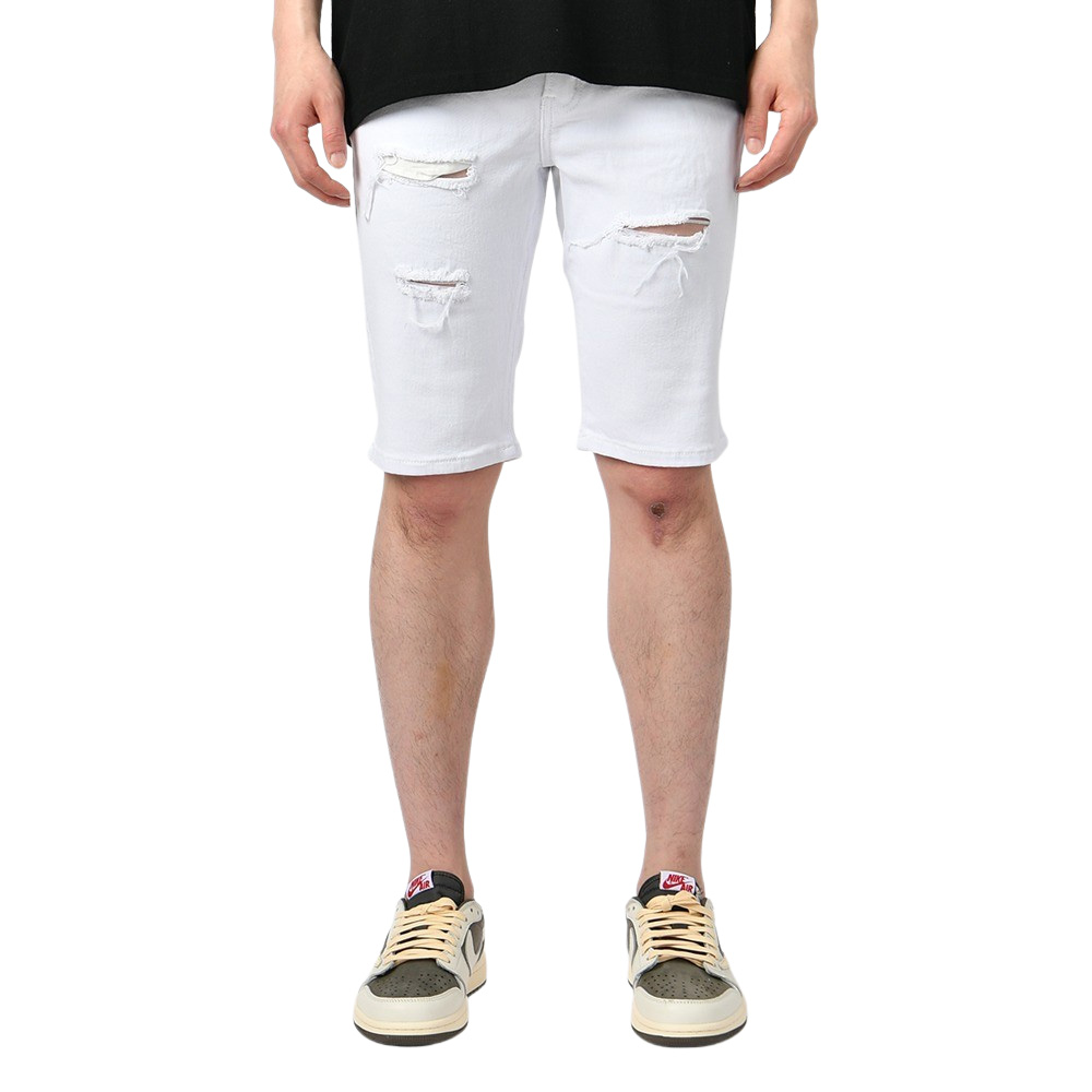 남자 여름 스판 데미지 면 반바지 팬츠 블랙 화이트 2컬러 052 - 상세 이미지 5