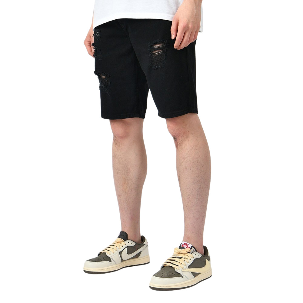 남자 여름 스판 데미지 면 반바지 팬츠 블랙 화이트 2컬러 052 - 상세 이미지 3