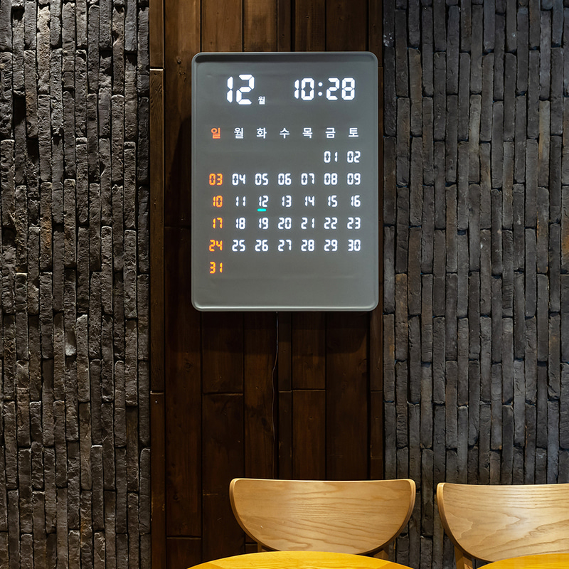 플라이토 전자달력 LED 벽걸이시계 인테리어 디지털 무소음 대형 전자 벽시계 자이언트
