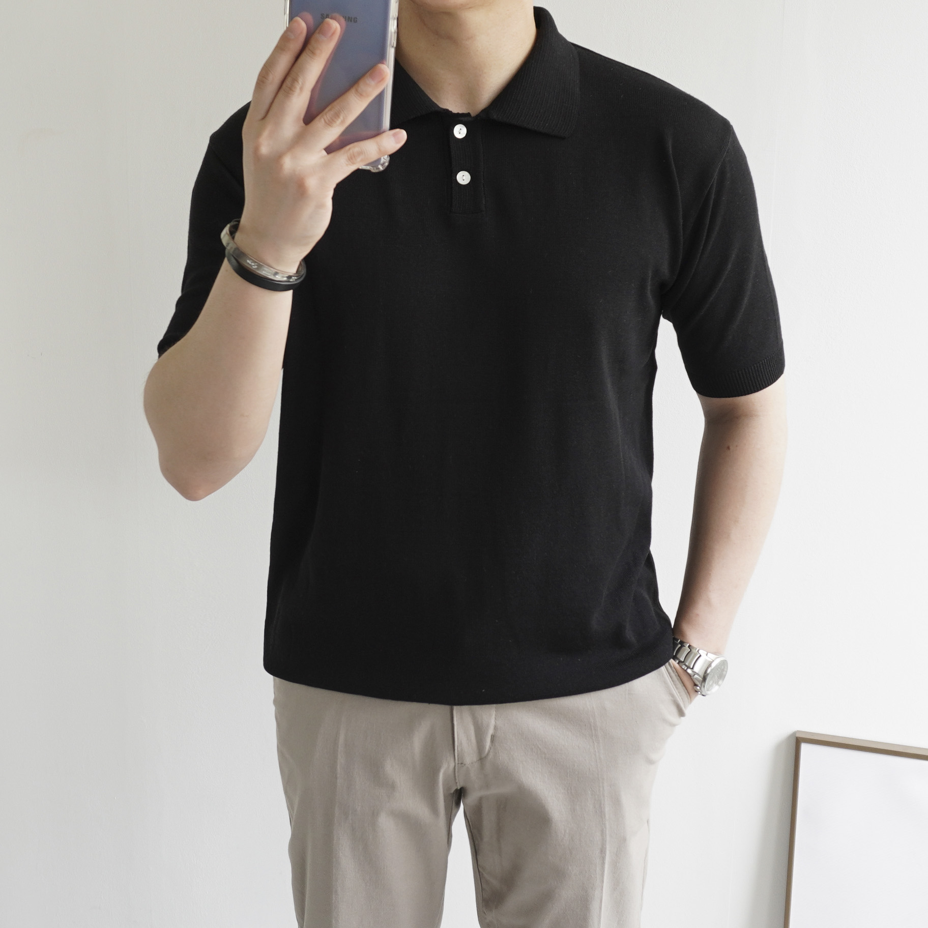 남자 린넨 여름 니트 카라 반팔 티셔츠 10color 이미지 3