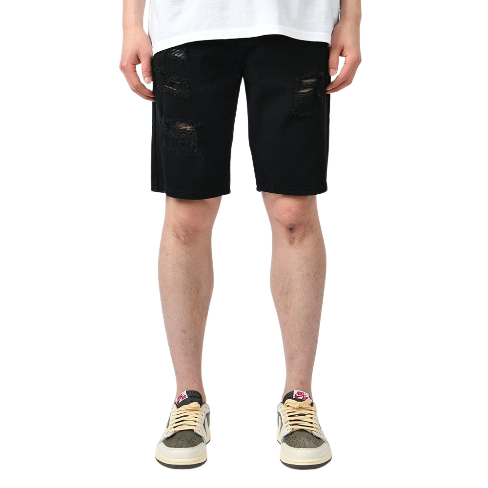 남자 여름 스판 데미지 면 반바지 팬츠 블랙 화이트 2컬러 052 - 상세 이미지 2