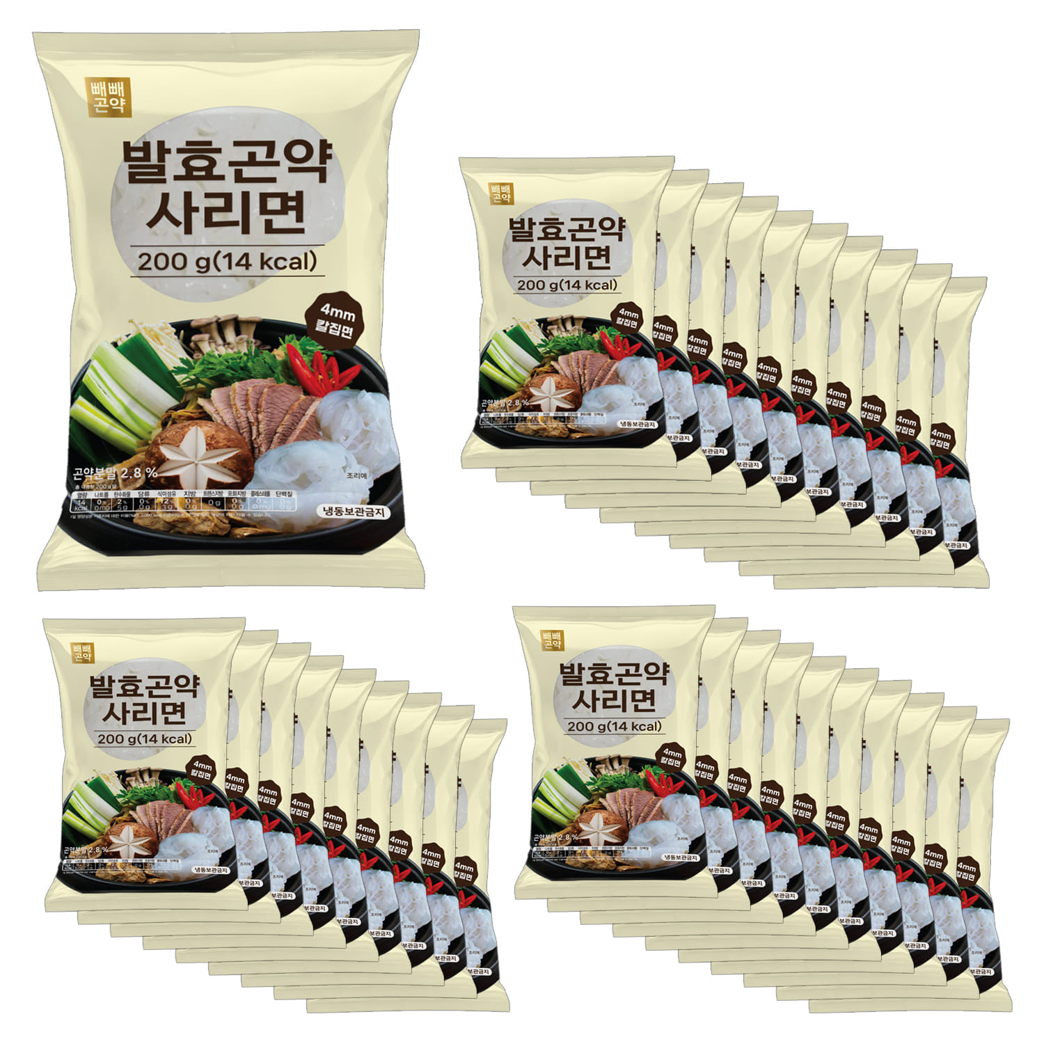 100g당 7kcal 빼빼곤약 발효곤약사리면200g x 30팩 - 상품 이미지