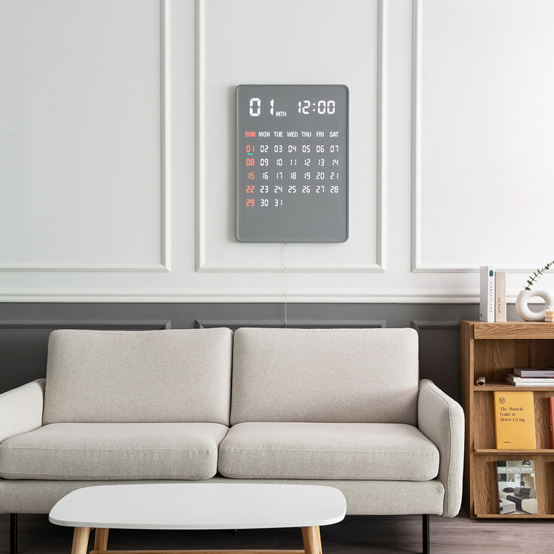 플라이토 전자달력 LED 벽걸이시계 인테리어 디지털 무소음 대형 전자 벽시계 자이언트