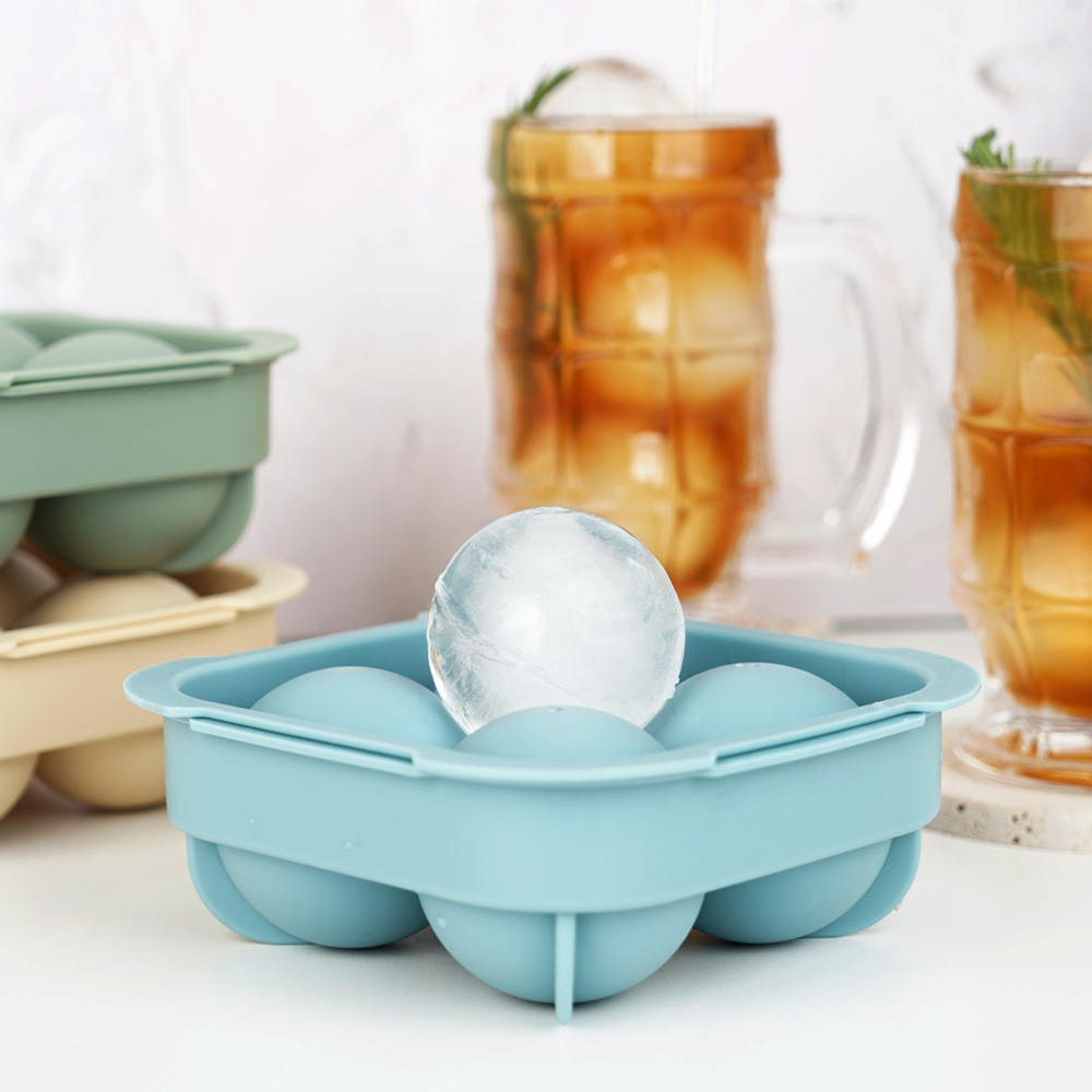 실리콘 하이볼 왕 얼음틀 동그란 아이스볼 위스키 큰 얼음트레이 4구 빅볼파스텔 1개