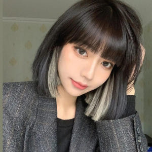 데일리 패션 투톤 단발 통가발 보브컷 뱅머리 위그