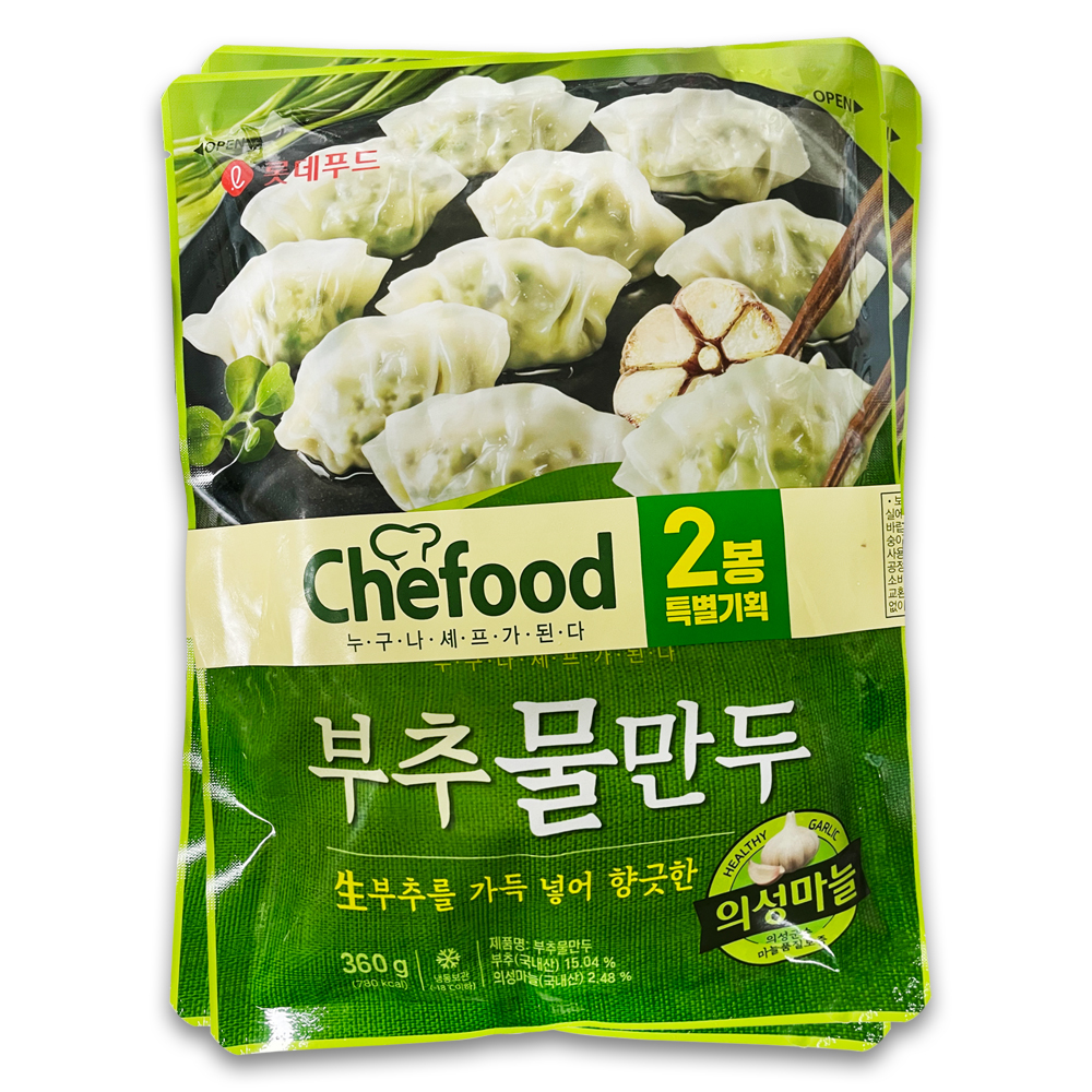 롯데푸드 의성마늘 부추 물만두 360g+360g : 푸드뱅크주식회사