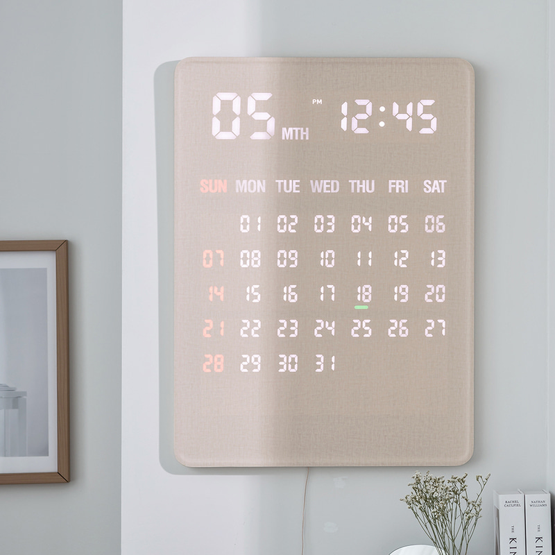 플라이토 전자달력 LED 벽걸이시계 인테리어 디지털 무소음 대형 전자 벽시계 자이언트