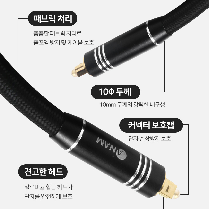 아남 각대각 10파이 오디오 광케이블 AO-X15 옵티컬케이블 - 상세 이미지 5