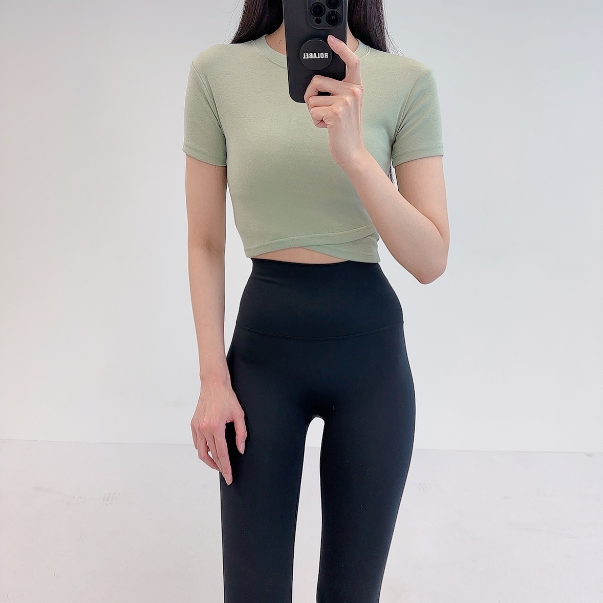 로라벨 미슈 필라테스복 여성 요가복 필라테스 요가 상의 옷 커버업 운동복 탑 반팔 크롭 - 상세 이미지 3