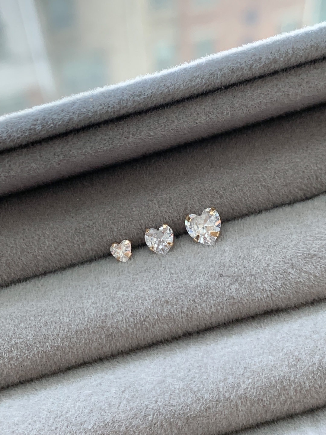 14k 베이직 하트 큐빅 귀걸이 3mm 4mm 5mm - 심플 데일리 귓볼 골드 이미지 6