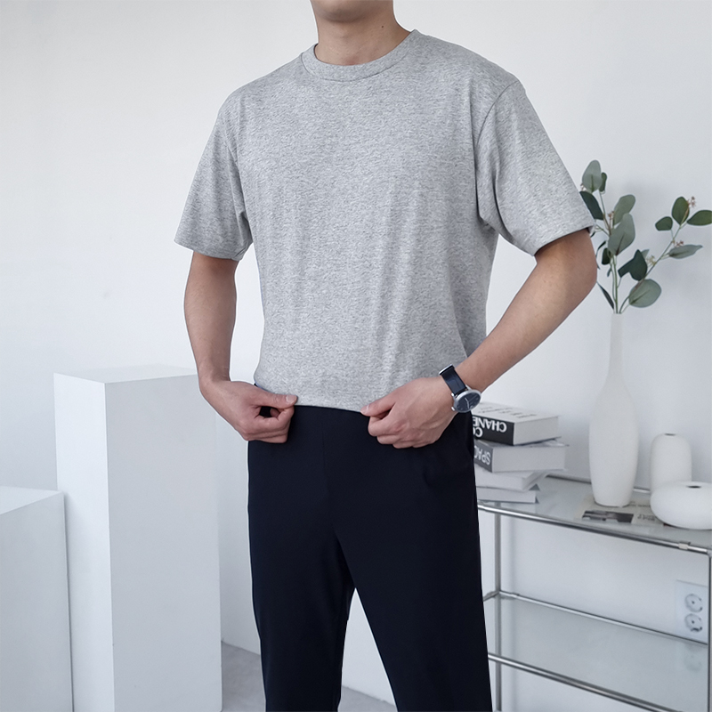 1+1+1 남자 탐멘 여름 17수 면 베이직 라운드 반팔티 이미지 4