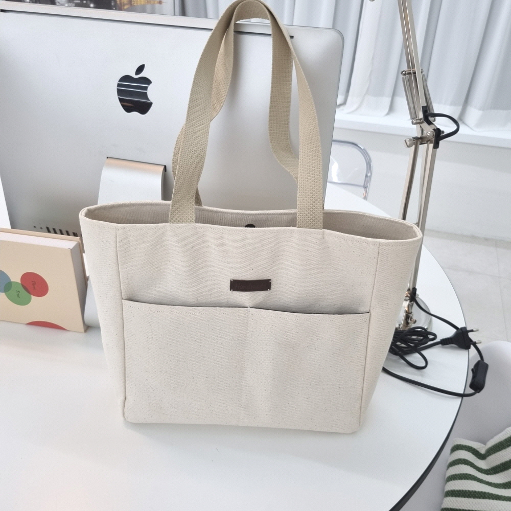 해리바리 튼튼한 캔버스 에코백 데일리 아이보리/베이지(끈) 4color