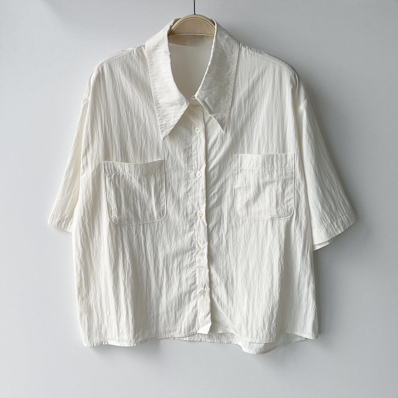 바스락셔츠 반팔셔츠 크롭남방 레이온블라우스 이미지 6