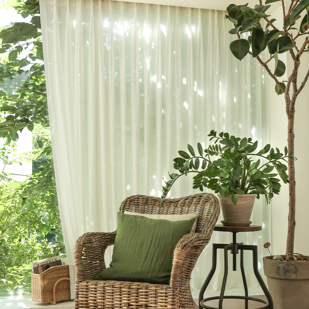 아르일랑 2.5배 프리미엄 나비주름 쉬폰 차르르 커튼 1cm 심플 도톰 화이트 형상기억