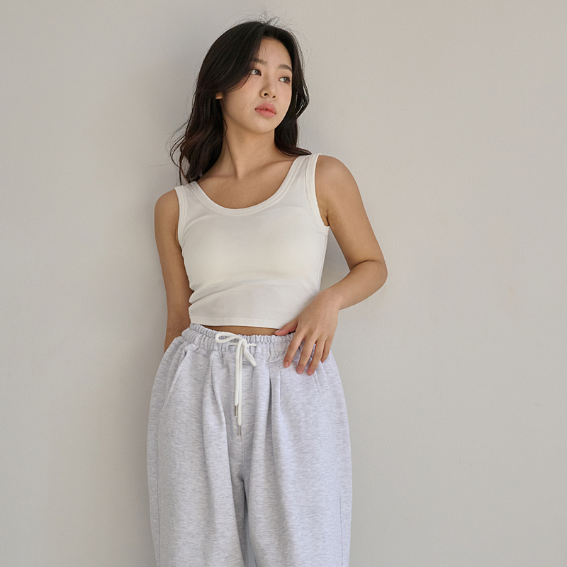 힙핑크 애니웨어 코튼 볼륨캡 크롭 나시탑 (일체형패드) 이미지 3