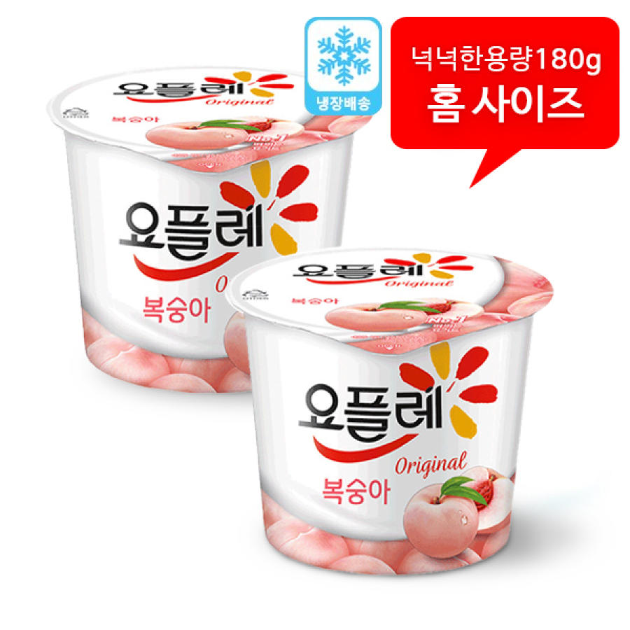 빙그레 요플레 오리지널 홈복숭아 요거트 180ml, 12개 - 상품 이미지