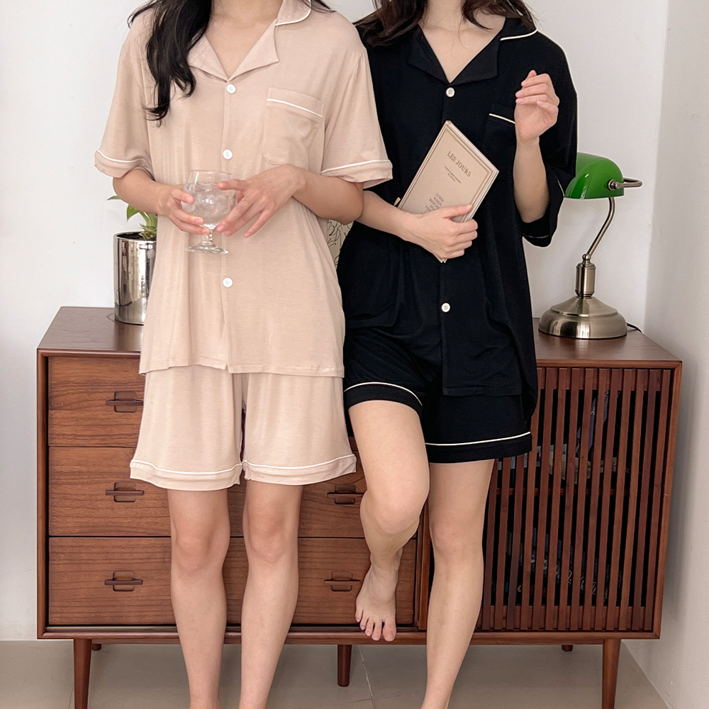 [A.made] 소프트모달 반팔 커플파자마 빅사이즈 여름 잠옷세트 4color 이미지 3