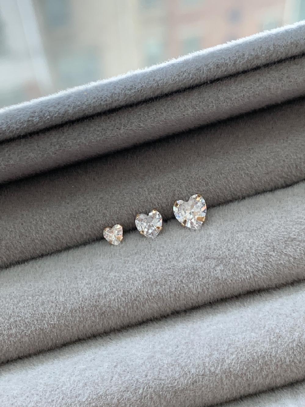 14k 하트 큐빅 피어싱 3mm 4mm 5mm 귀걸이겸용 얇은피어싱 이미지 6