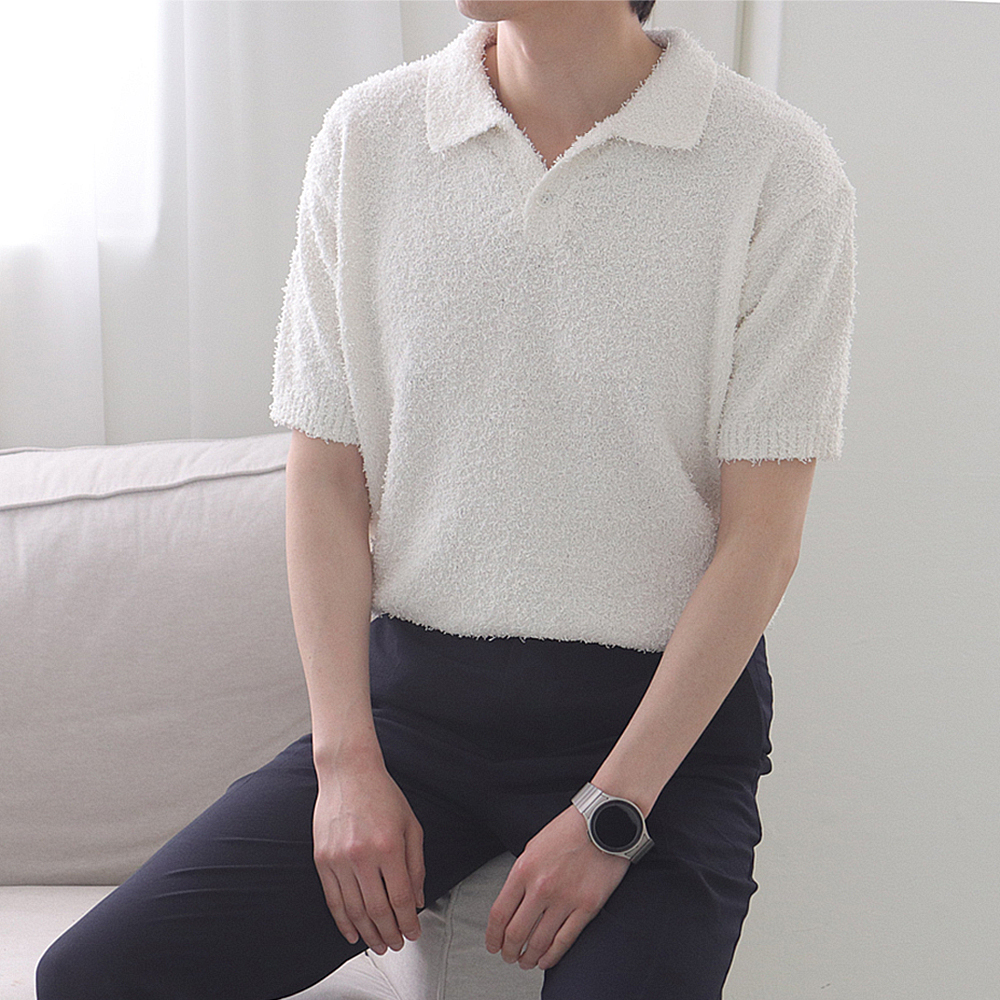 남자반팔니트 구김없는 머슬핏 카라티 헨리넥반팔 이미지 2