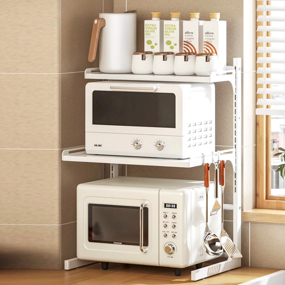 2세대 높이조절 전자레인지선반 2단 전자렌지 수납장 밥솥 선반 다이 받침대