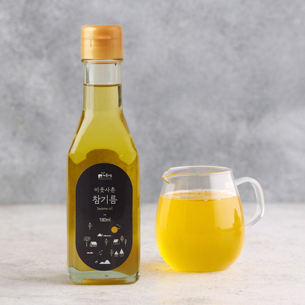 국내산 참깨 100프로 [ 이웃사촌 국산 참기름 180ml ] 저온 압착 기름 - 상세 이미지 3