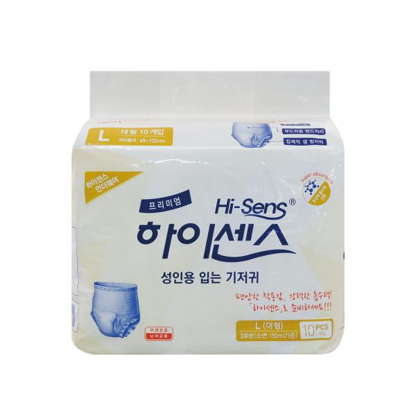 간병용 병원용 환자용 하이센스 언더웨어 입는 팬티형 요실금 기저귀 대형 10매입-1개 - 상품 이미지