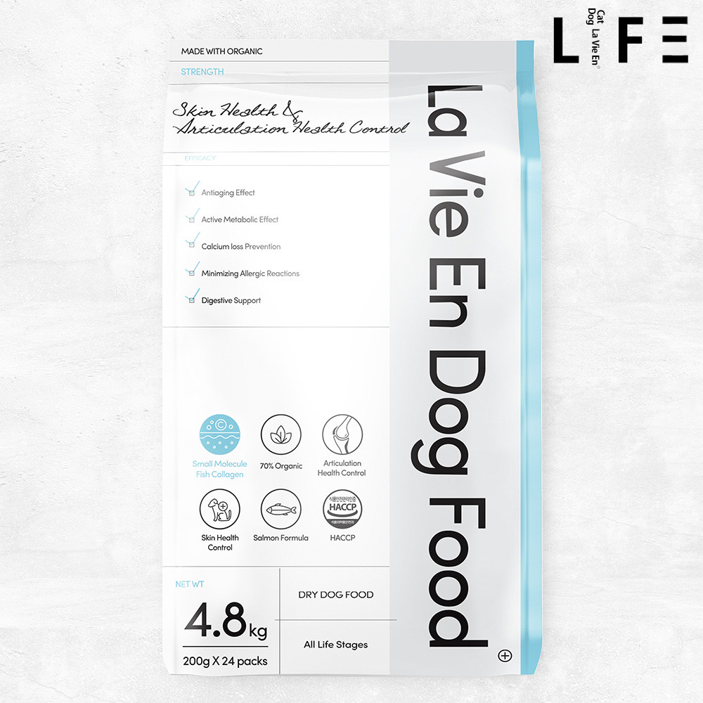 라비앙독 강아지 사료 가수분해 피부 눈물 알러지 개 애견 연어, 4.8kg, 1개
