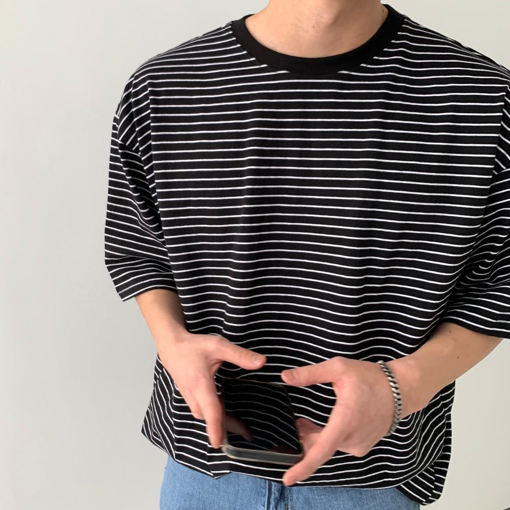 남자오버핏반팔 남자단가라티셔츠 이미지 2