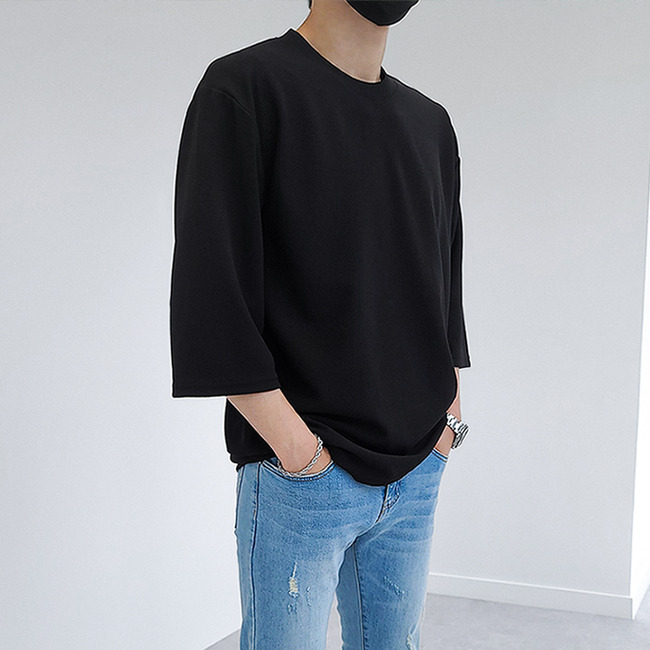 남자 버치 3타입 링클프리 무지 스판 긴팔티 반팔티 7부티 - 상세 이미지 4