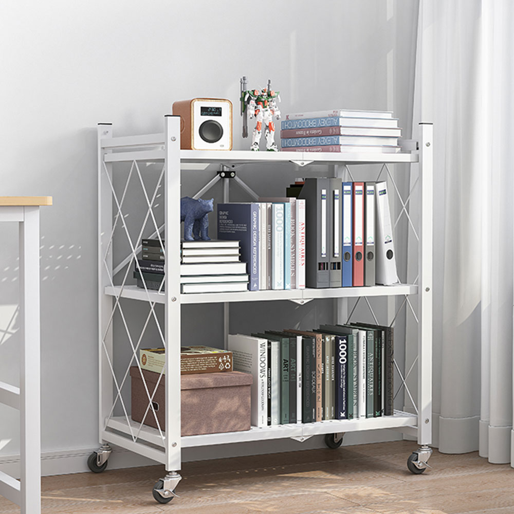 3초설치 접이식 철제선반 4단 무볼트 펜트리 앵글 창고 정리 선반 베란다선반