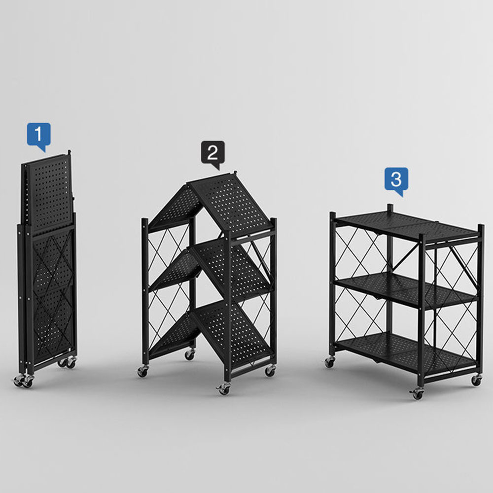 3초설치 접이식 철제선반 4단 무볼트 펜트리 앵글 창고 정리 선반 베란다선반