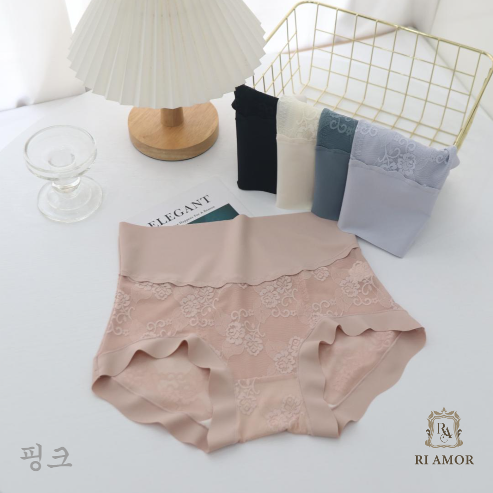 빅사이즈 삼각 레이스 하이웨스트 똥배 심리스팬티 - 상세 이미지 3