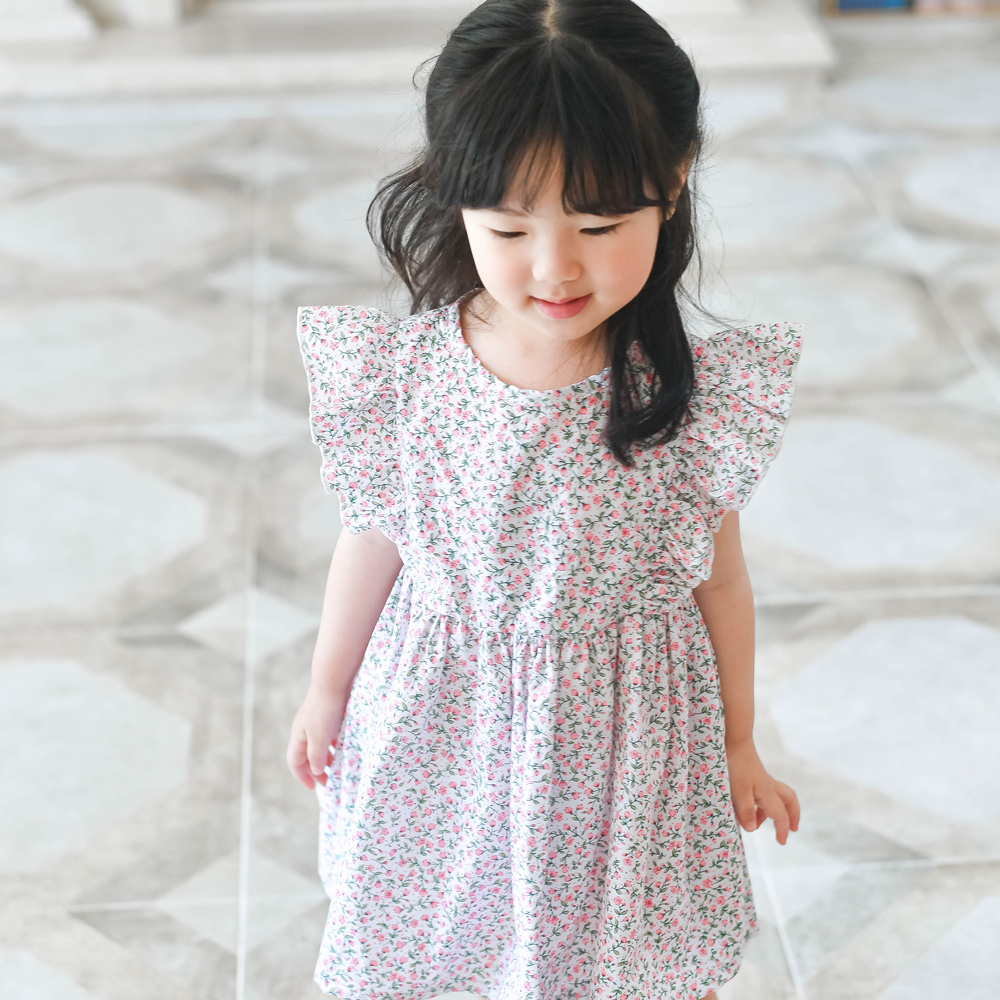 줄리잔꽃원피스 여아 아동 꽃무늬 화이트 보통핏 면